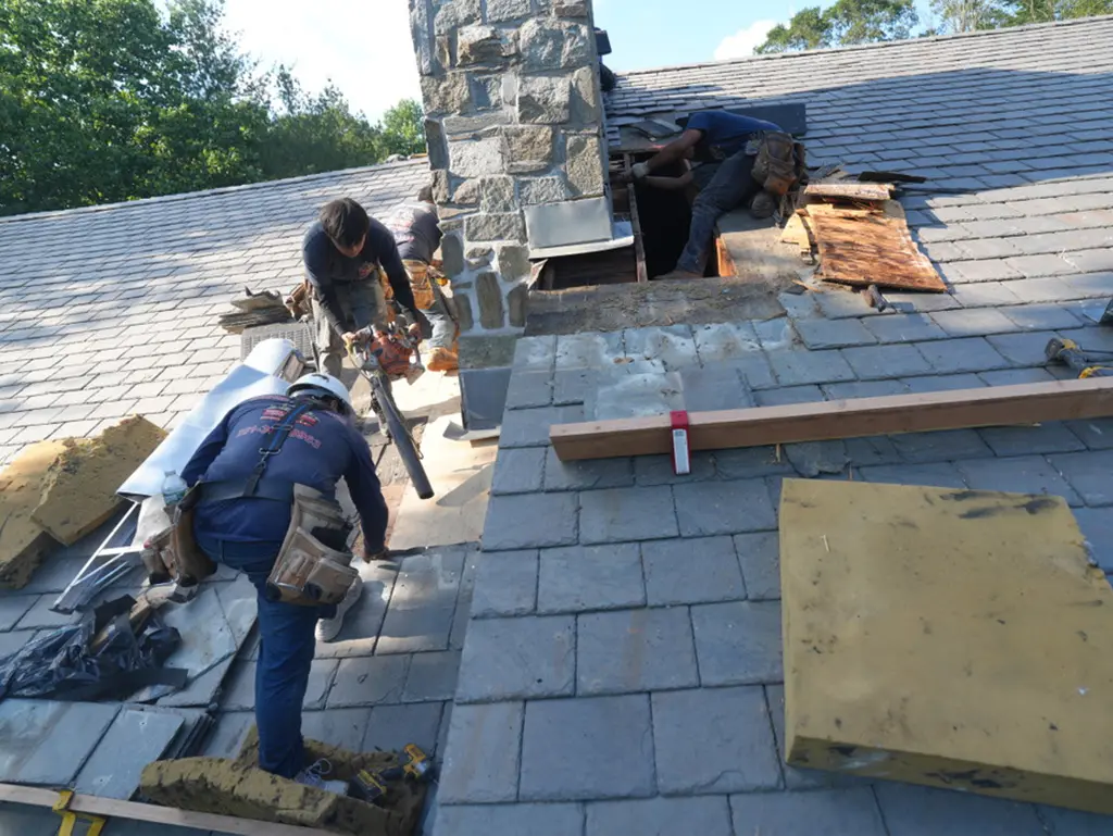 Slate Roof Chimney Leak Repair in Edgewater, NJ